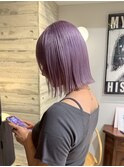 パープルカラーホワイトラベンダーアッシュトリプルカラーボブ