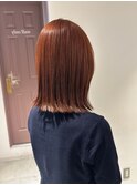 小川/ブリーチなしwカラーピンクオレンジ外はねボブ似合わせ