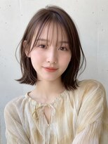 ノア 三宮店(NOA)&nbsp;【NOA】シアーベージュ×耳かけミニボブ前髪ありナチュラルボブ
