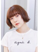 横顔美人☆ミルクティーベージュ/切りっぱなしボブ/ぶつ切りボブ