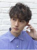 ツイストスパイラルパーマツーブロック刈り上げメンズマッシュ