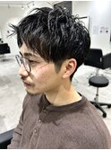 メンズマッシュツーブロックスパイラルパーマニュアンスパーマ