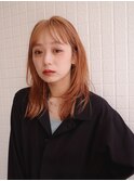 【レイヤーカット/阿部達哉】顔まわり/ブリーチ/オレンジ/カラー