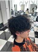 メンズパーマツイスパ波巻きスパイラルマッシュセンターパート