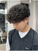 プードルパーマハードスパイラルパーママッシュメンズパーマ束感