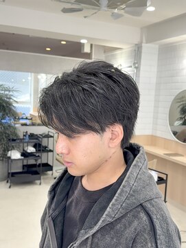 センターパート/ニュアンスパーマ/フェザーパーマ/メンズカット