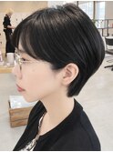 黒髪ショートボブ耳掛け顔周りレイヤー/東静岡草薙清水