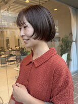 ホヌン 茅ヶ崎(Honnun) プツッとサイドライン×丸みショートボブ/茅ヶ崎