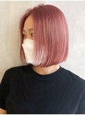 ピンクボブ_チェリーブラウンフェミニンロング_ba351852