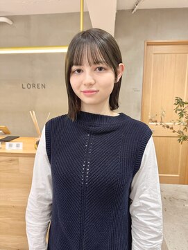 ローレン(LOREN) ミルクティーベージュぷつっとボブケアブリーチ 梅田