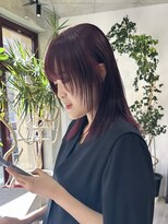 ヲタク(wotaku.) ワインレッドボルドーカラー暖色カラー赤髪ブリーチなしカシス