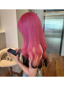 マーキー 名古屋栄(MARQUEE) ペールピンク × 毛先ブラックデザインカラー