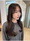 髪質改善縮毛矯正レイヤーカット顔周り前髪韓国ミニウルフ/横浜