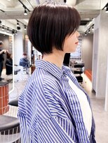 ロンド エメ 柏(Lond aimer)&nbsp;ミニウルフチェリーブラウンブリーチなしショートボブ前髪/柏柏