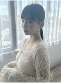 上品シンプルローポニー × シースルーバング