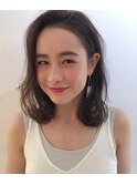 【くびれセミディデザインカラー丸みショート無造作カール】
