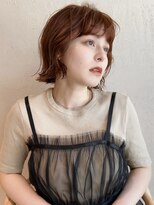 オレンジブラウン×外ハネ×ボブ×くびれボブ×10代20代30代