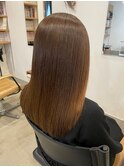 小顔大人可愛いストレートマロンベージュセミロング20代30代40代