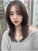 ナチュラルウルフカット小顔レイヤーカットアッシュブラック