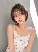 丸みショートボブ/カーテンバング/顔周りカット/ダークブルー