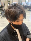 アップバング×くせ毛ショート風パーマスタイル10代20代30代