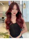 【lilley内堀】韓国ヘア×レッド×巻き髪×ブリーチ
