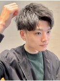 ＊パーマなしOKカットだけで束感アップバング刈り上げショート