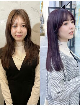 ノラ ヘアーサロン(NORA HAIR SALON) ナチュラル小顔前髪あり後れ毛サイドバング結べるボブくびれヘア