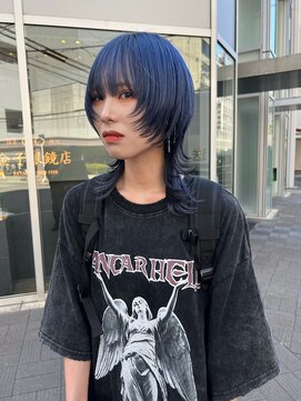 カフ(CAF) CAF松本/ブルーカラー/ウルフカット/心斎橋/大阪