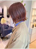 外ハネ切りっぱなしボブ前髪カット髪質改善トリートメント