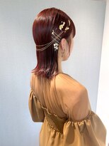 金箔ヘア/水引きアレンジ/ボブヘアアレンジ/結婚式お呼ばれ