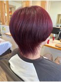 韓国風ジェントルヘアウルフ×メンズカラー レッド