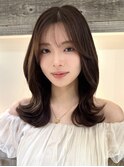 くすみブラウン くびれミディアム 顔まわりカット【肥田亜沙美】
