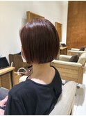 ショートボブ/ローズブラウン/髪質改善