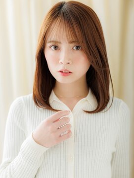 カバーヘア 上尾西口店(COVER HAIR) オレンジベージュシースルーバング艶感ストレートY上尾30代40代