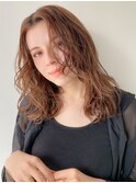 *透けるミルクティーベージュ×ミディアムウェーブ*
