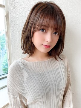 アフロート ディル(AFLOAT D'L) 大人かわいい 外ハネくびれボブ ベージュ ラベンダーカラー KI