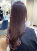 大人ピンクブラウンロングヘア　アースカラー／似合わせカット