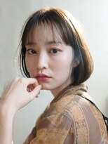 ナチュラルストレートボブ_グレージュカラーボブウルフ_49091