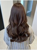 2574黒髪栗色波巻きモノトーングレージュ艶感ミルクチョコレート