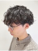 波巻きスパイラルパーマツイストマッシュメンズヘア韓国コンマ