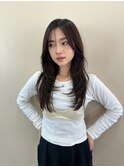 韓国ハッシュレイヤーロングオリーブアッシュ