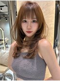 仙台髪質改善縮毛矯正韓国デジタルパーマチェリーブラウン前髪