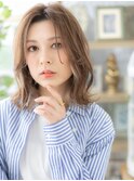 ■くすみベージュかきあげ前髪外ハネボブディ401-2川口20代30代