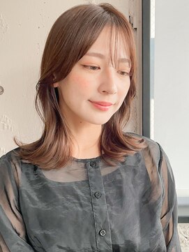 アグノス 青山(Agnos) 縮毛矯正 くびれヘア レイヤーカット アプリコットオレンジ
