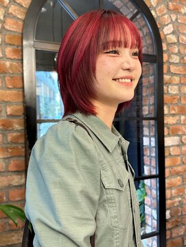 ハーパーズ 渋谷(harpers) チェリーレッドマッシュウルフボブ