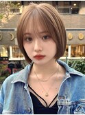 シースルミニマルボブショート顔まわり外ハネ切りっぱなしボブ