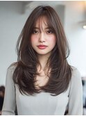 ハッシュカットミディアムレイヤーシャギー韓国ヘア