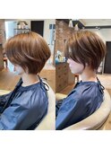 《30代40代》白髪ぼかしハイライト×前下がりボブ【イケダ】