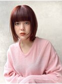 ぷつっとバング×チェリーブラウン◎